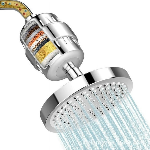Filtered Shower Head, High Pressure Rain Shower Head Filter Set for Hard Water Removes Chlorine and Harmful Substances (Chrome)