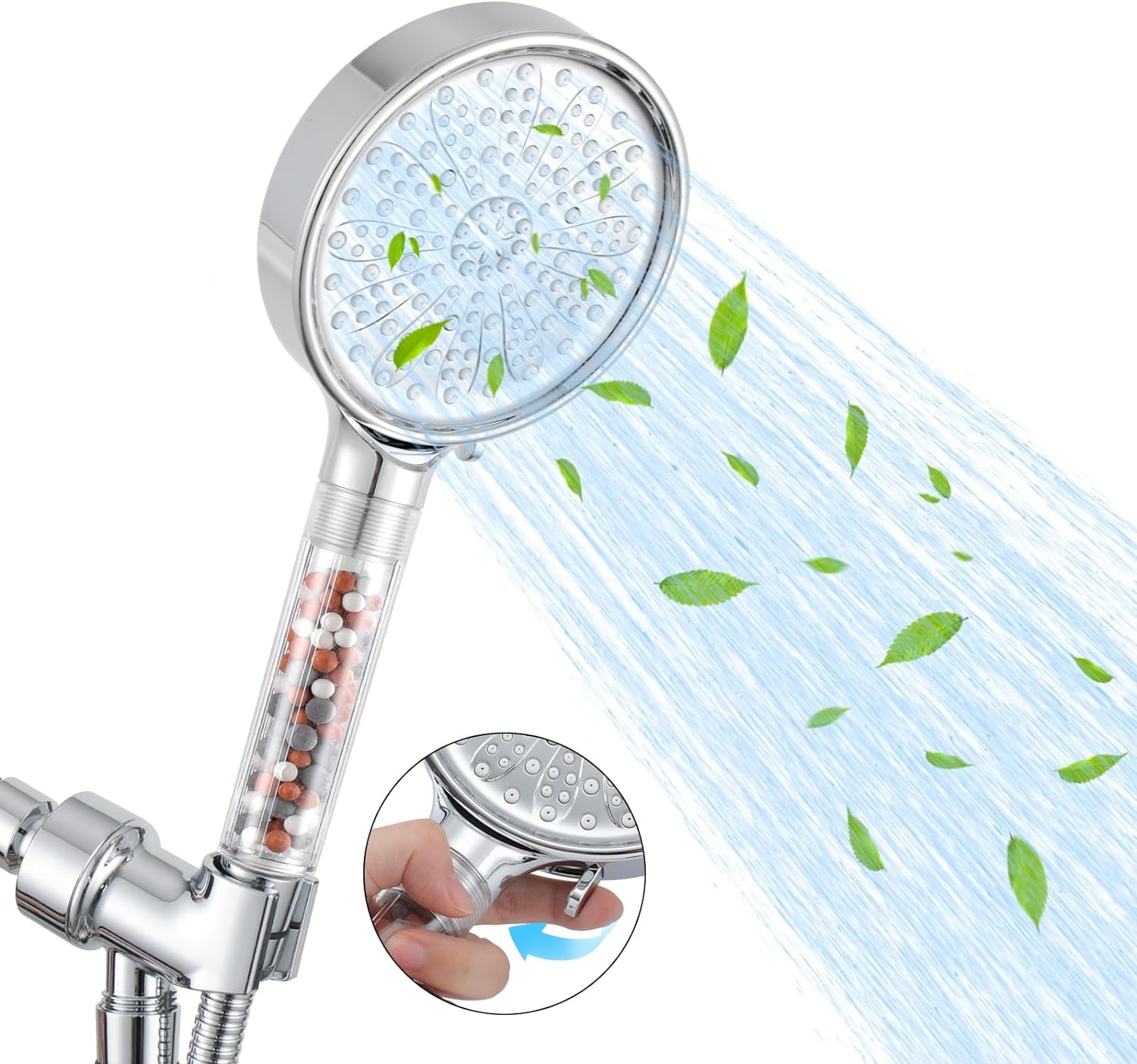 Filtered Shower Head With Handheld, High Pressure 6 Spray Mode