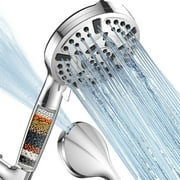 Duklik Filtered Shower Head with Handheld, High Pressure 10 Spray Mode Chrome Detachable Showerhead with Water Softener Beads for Hard Water -Remove Chlorine