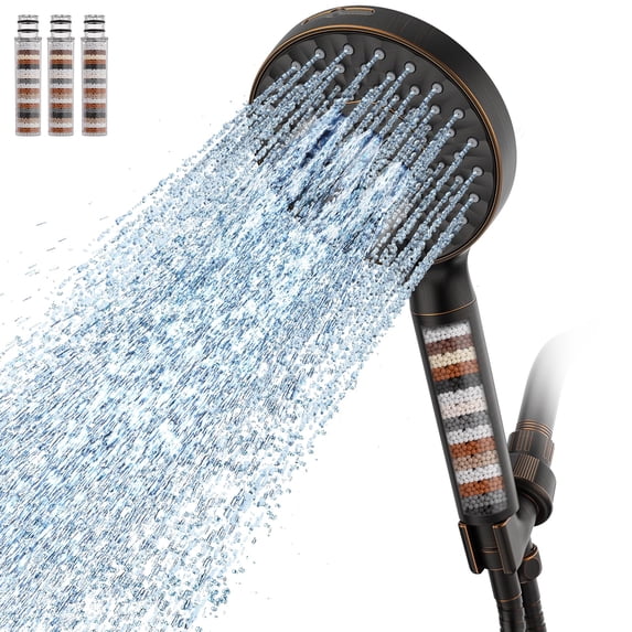 Filtered Shower Head with Handheld High Pressure 9 Spray Mode Filters Beads for Hard Water Remove Chlorine