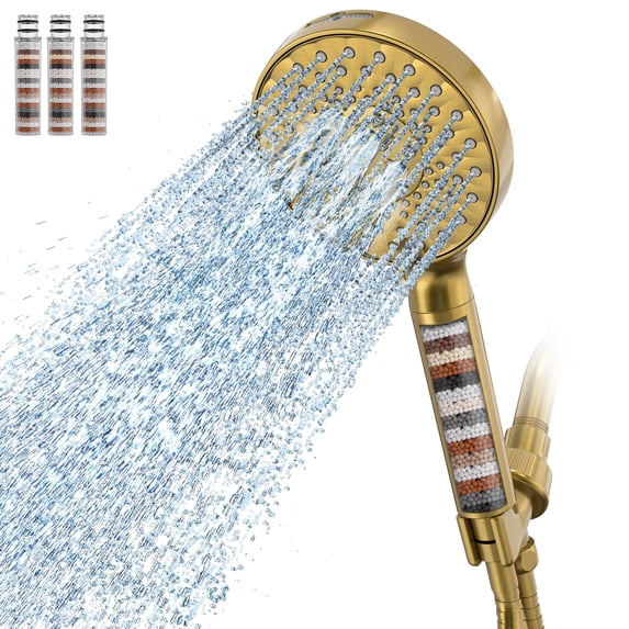Filtered Shower Head with Handheld High Pressure 9 Spray Mode Filters Beads for Hard Water Remove Chlorine