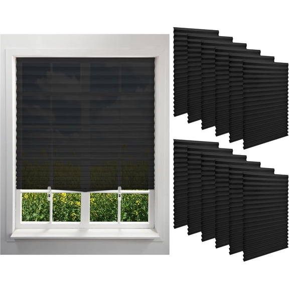Filtering Temporary Blinds for Windows, Cordless Pleated Light Filtering Fabric Shade Self Adhesive Window Shade, Easy to Cut and Install