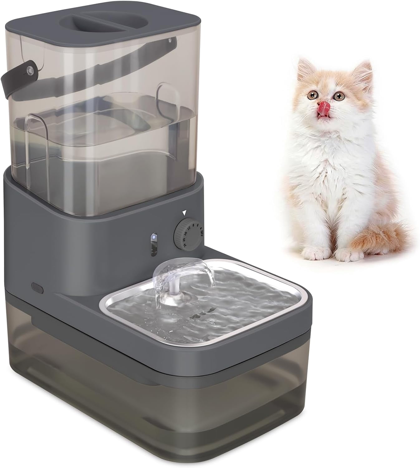 Filterless Cat Water Fountain, 3L/102oz Ultra-Quiet Pet Fountain with Separation Design