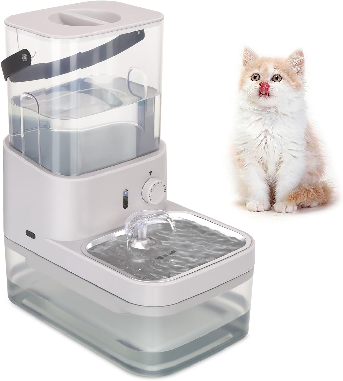 Filterless Cat Water Fountain, 3L/102oz Ultra-Quiet Pet Fountain with Separation Design