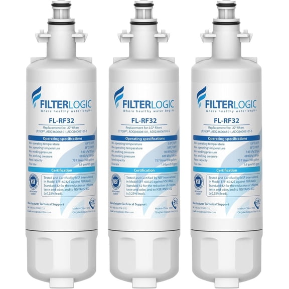 Filterlogic 469690 ADQ36006101 Refrigerator Water Filter, Replacement for LG LT700P, Kenmore 9690, 46-9690, 469690, ADQ36006102, LT700PC, WSL-3, LFXS30766S, LFXC24726D, Pack of 3