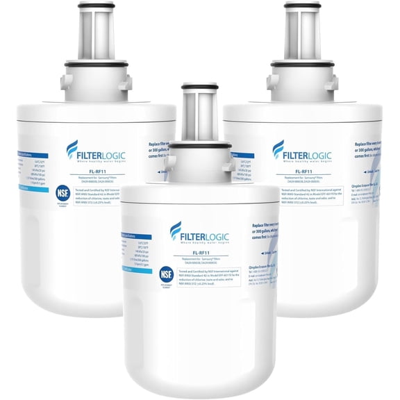 Filterlogic F11 Refrigerator Water Filter,Replacement for Samsung DA29-00003G, DA29-00003B, Aqua-Pure Plus, RFG237AARS, DA29-00003F, HAFCU1, RFG297AARS, RS22HDHPNSR, WSS-1 (Pack of 3)