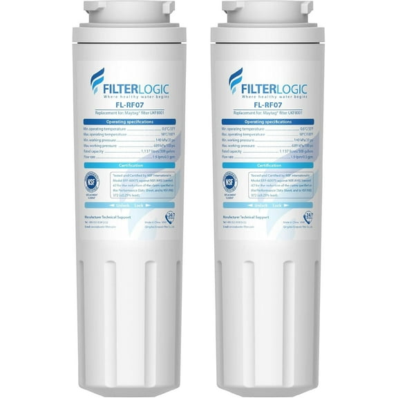 Filterlogic UKF8001 Replacement for Filter 4, Whirlpool EDR4RXD1, 4396395, UKF8001AXX-200, UKF8001AXX-750, 46-9006, Puriclean II, FMM-2, FL-RF07, Refrigerator Water Filter, Pack of 2
