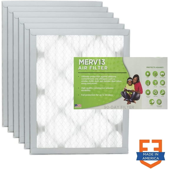 Filters Fast 22x24x1 Pleated Air Filter (6 Pack), Merv 13 | 1" AC Furnace Air Filters, Made in the USA | Actual Size: 22"x24"x0.75