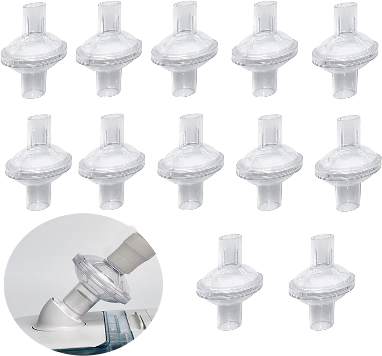 Filters for Cpap Machine - 12 Pcs Cpap Filters fit Inline Filters Compatible with Resmed and Any Machine Size 22mm and 25mm Cpap Tube
