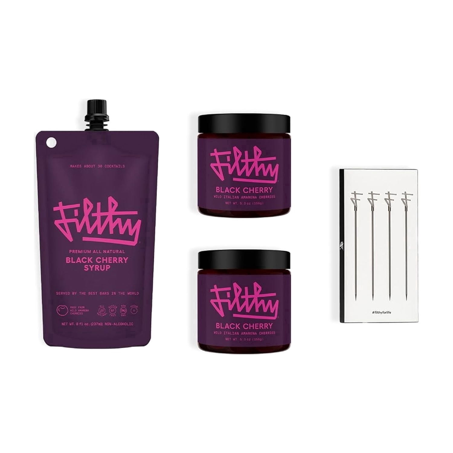 Filthy Black Cherry Whiskey Cocktail Kit – Black Cherry Syrup, Black ...