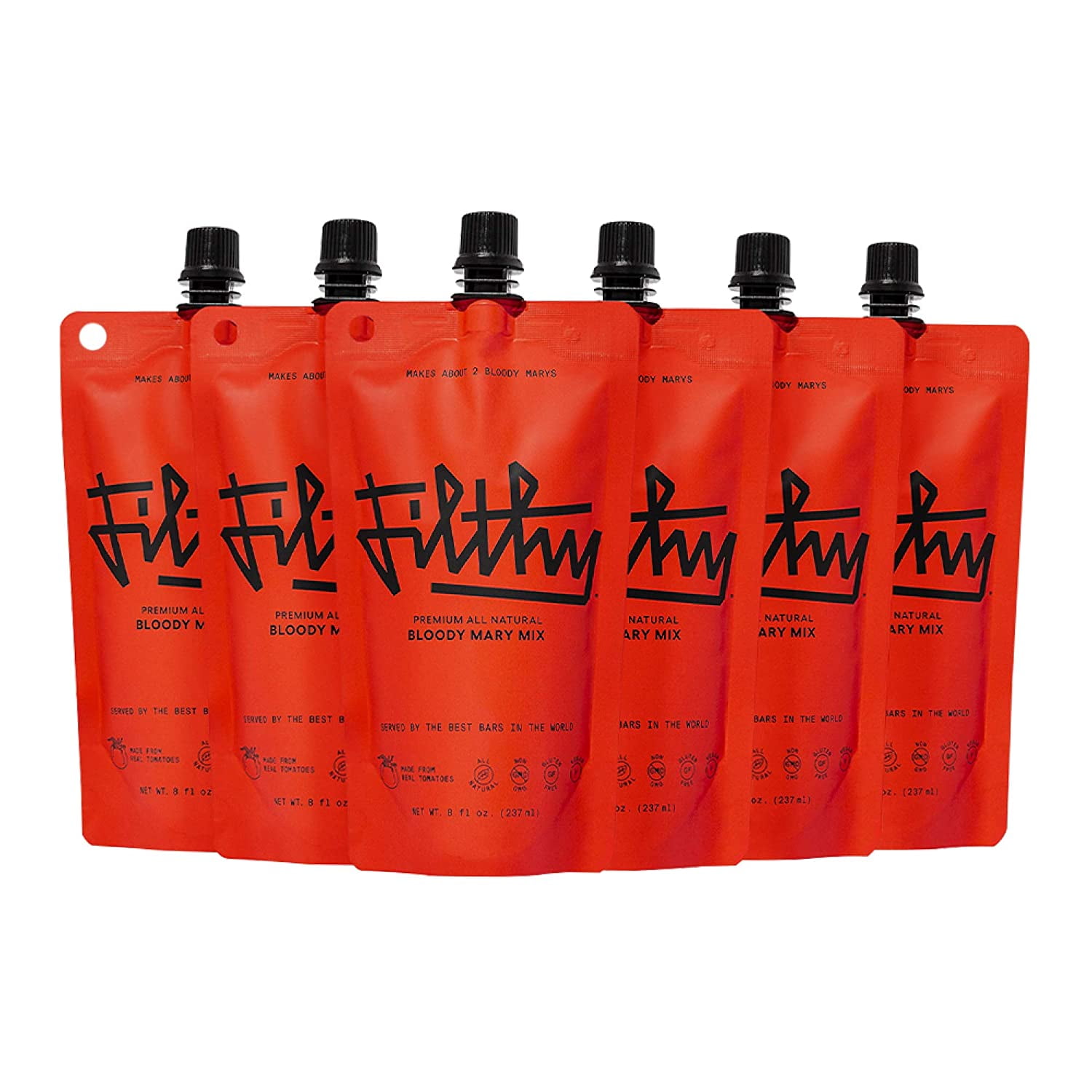 Filthy Bloody Mary Mix, AllNatural, 8 Oz Pouch, 6 Pack