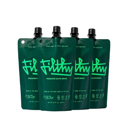 Filthy Olive Brine Premium Cocktail Mixer, 8oz Pouch (4-Pack)