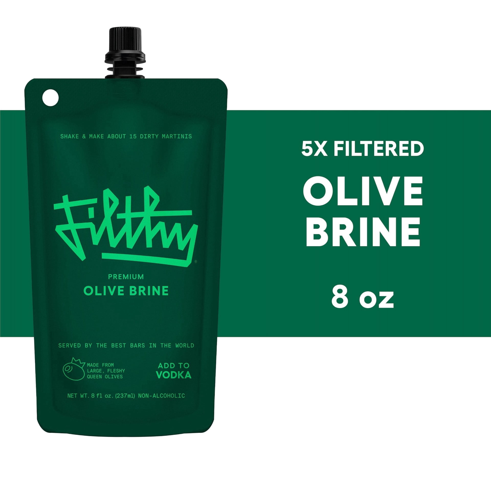 Filthy Olive Brine, 8 oz, Premium Cocktail Mixer for Dirty Martini