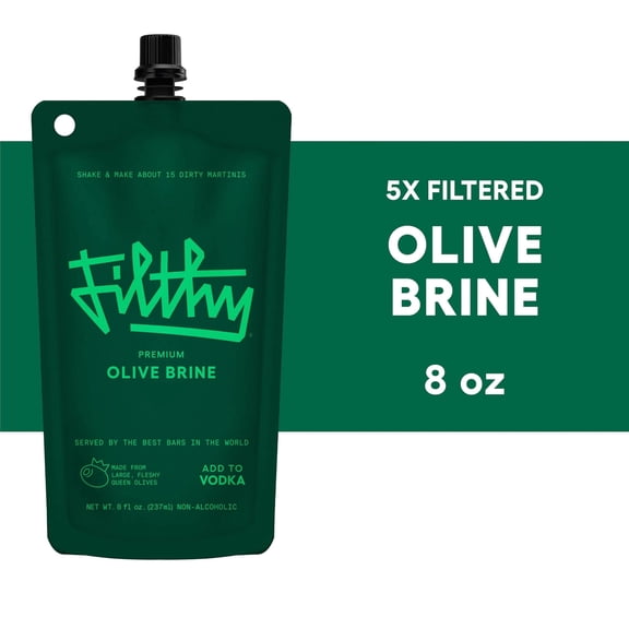 Filthy Olive Brine Premium Cocktail Mixer, 8oz Single Pouch