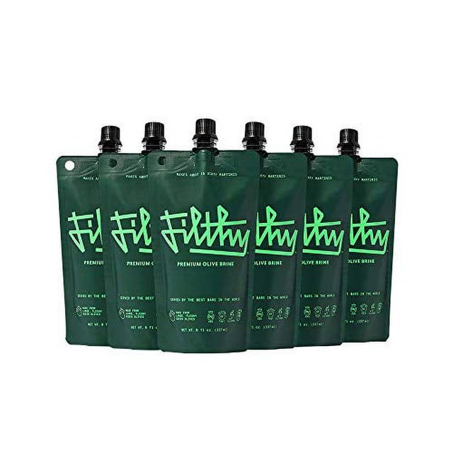 Filthy Olive Brine for Cocktails, 8 Oz Pouch, 6 Pack