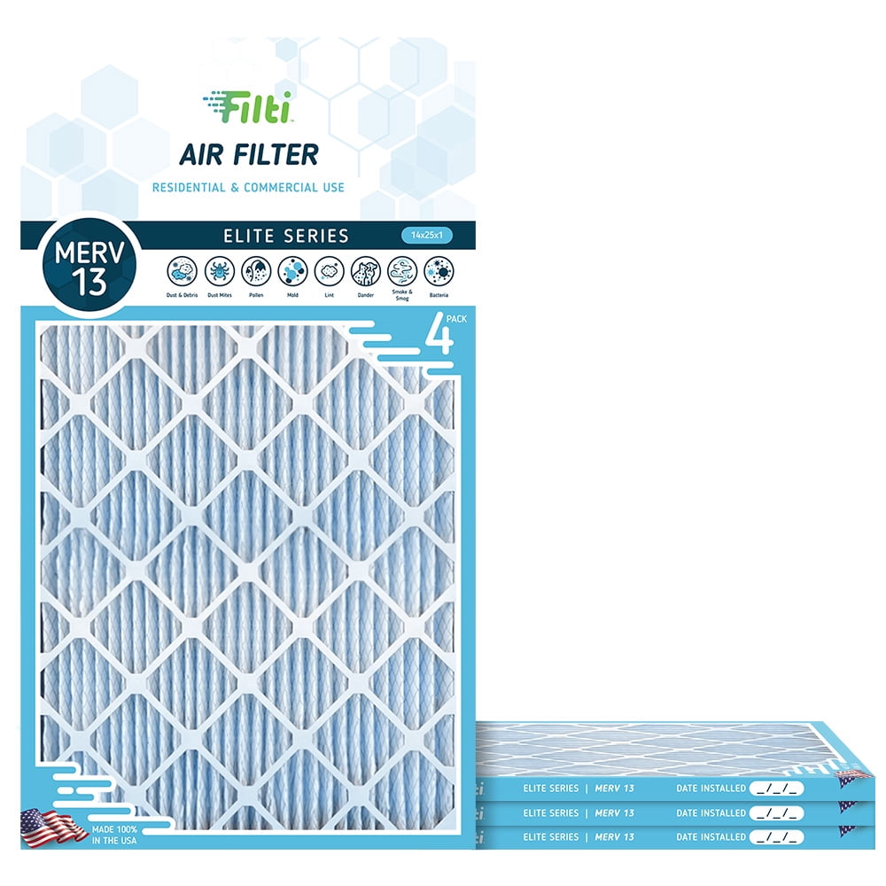 Filti 7500 MERV 13 Pleated Home HVAC Furnace Air Filter, 14x25x1 (4 Pack)