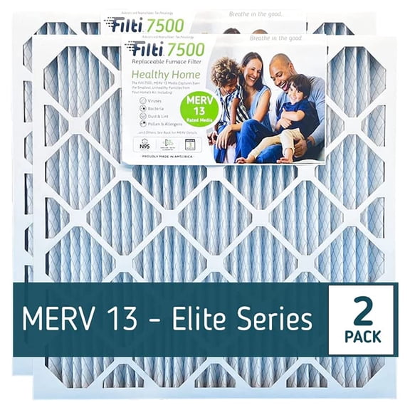 Filti 7500 Pleated Home HVAC Furnace 16x20x2 MERV 13 Air Filter (2 Pack)
