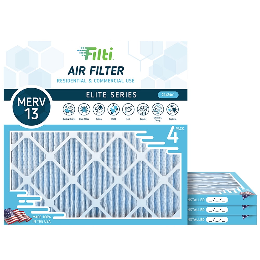 FILTI 20x24x1 MERV 13 Air Filter 4-Pack | Made In USA, HVAC Furnace & AC Filters