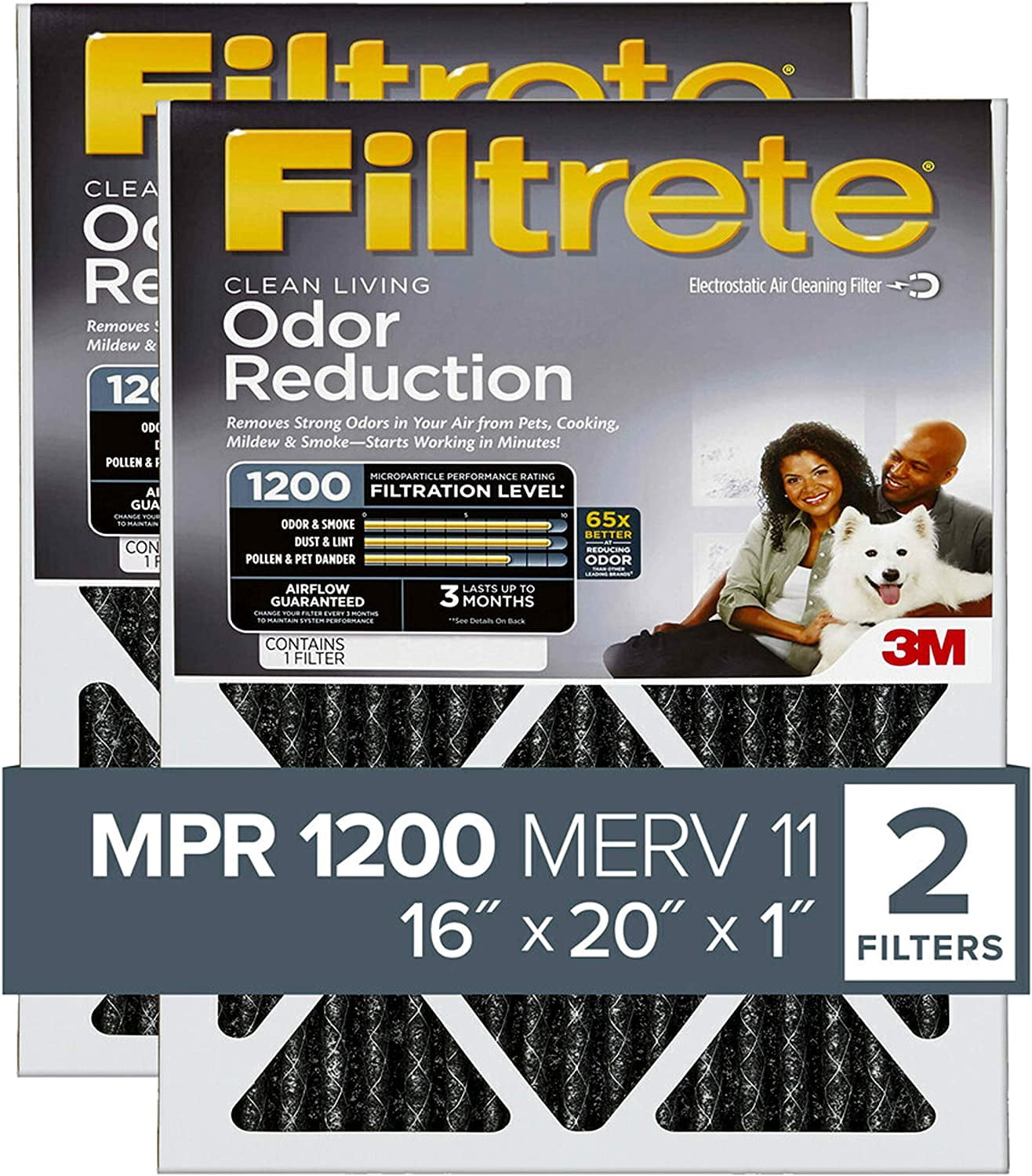Filtrate AOR00-2PK-1E 16x20x1, AC Furnace Air Filter, MPR 1200 ...