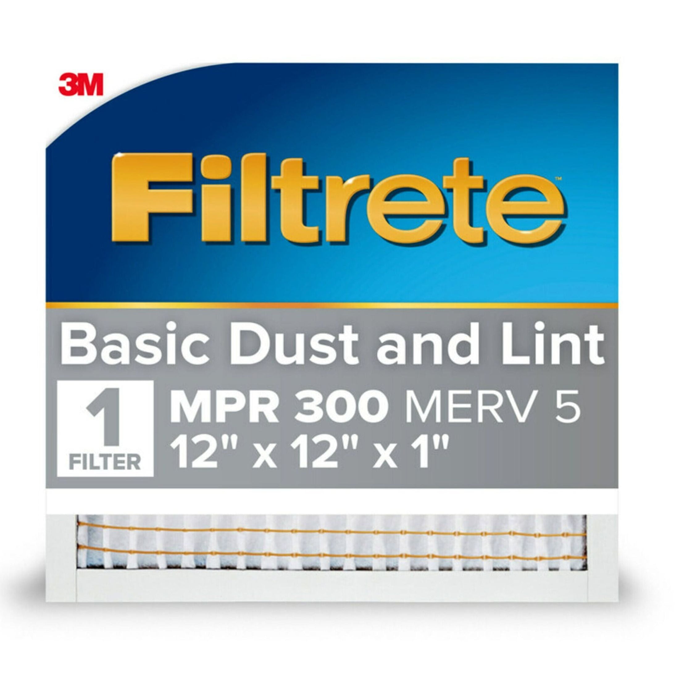 Filtrete 12x12x1 Air Filter, MPR 300 MERV 5, Dust Reduction, 1 Filter