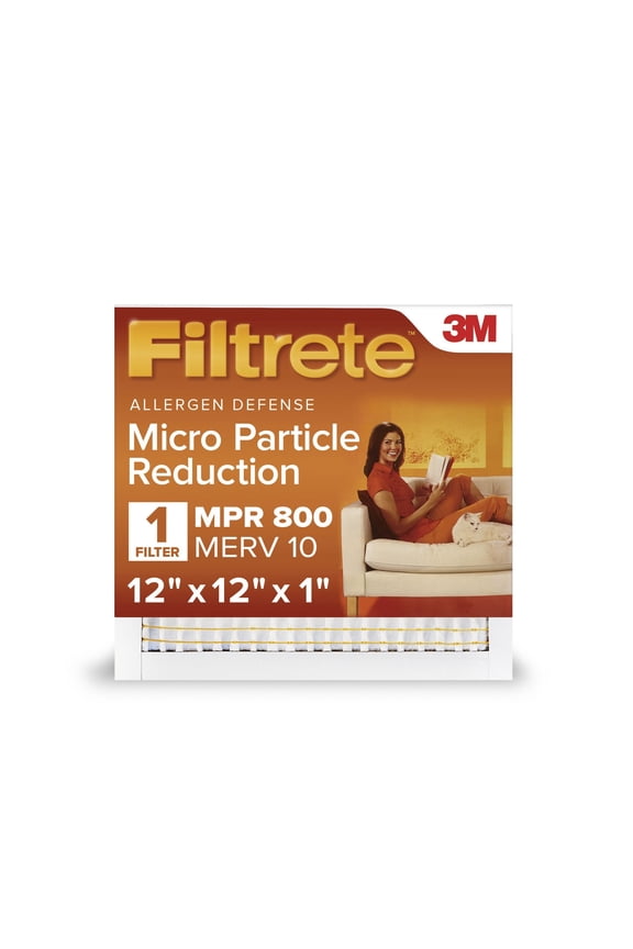 12x12x1 HVAC Furnace Air Filter, MPR 800 MERV 10, Micro Particle Reduction, 1 Filter