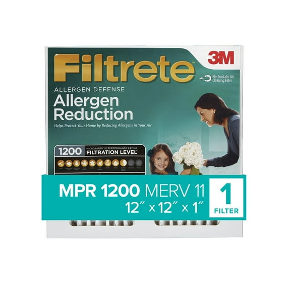 Filtrete 12x12x1, Allergen Reduction HVAC Furnace Air Filter, 1200 MPR, 1 Filter