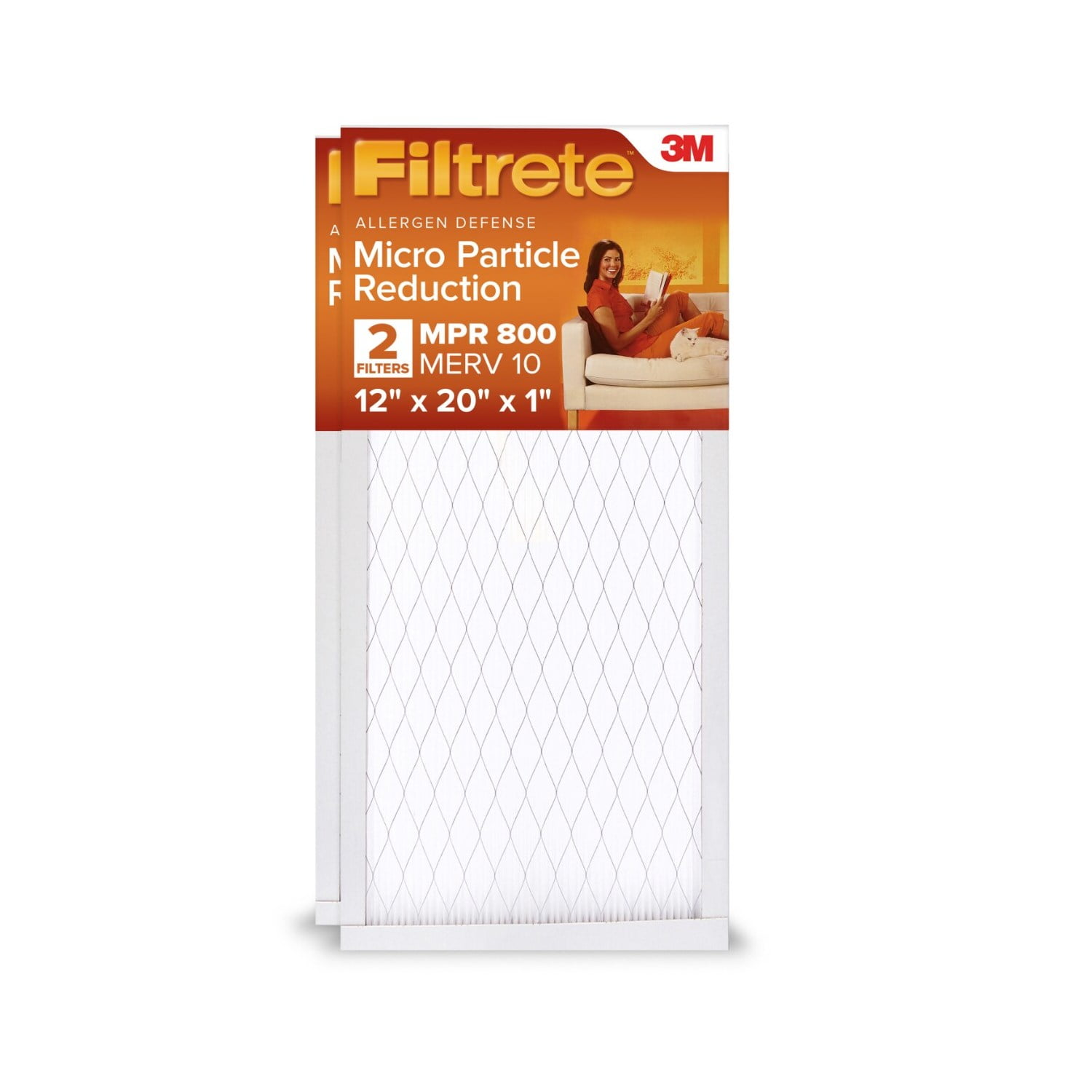 Filtrete 12x20x1 HVAC Furnace Air Filter, MPR 800 MERV 10, Micro Particle Reduction, 2 Pack
