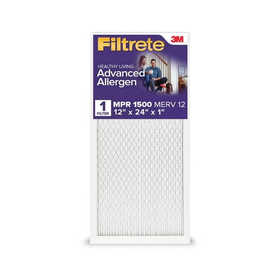 Filtrete 12x24x1 Air Filter, MPR 1500 MERV 12, Advanced Allergen Reduction, 1 Filter