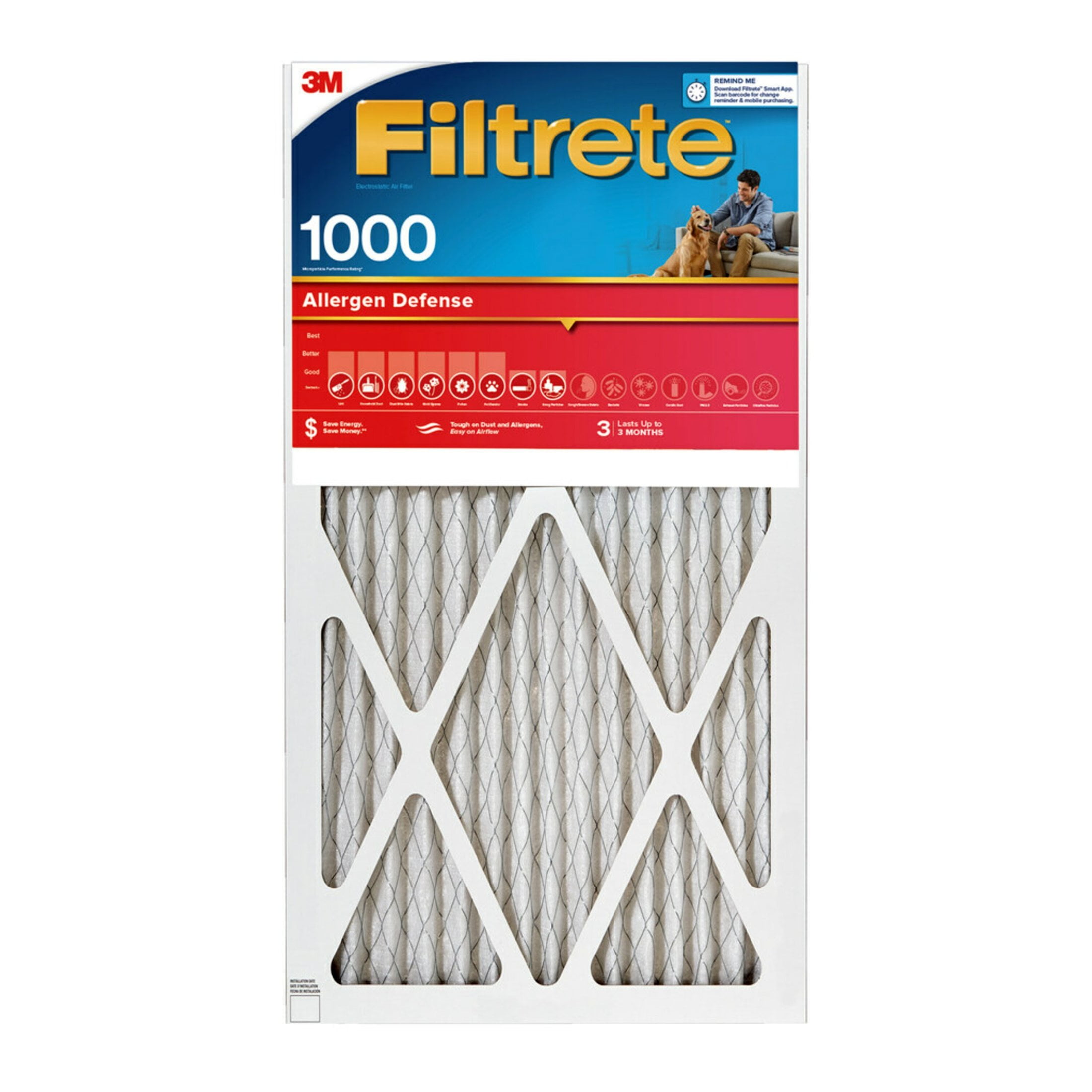 Filtrete 12x30x1 Air Filter, MPR 1000 MERV 11, Allergen Defense, 1
