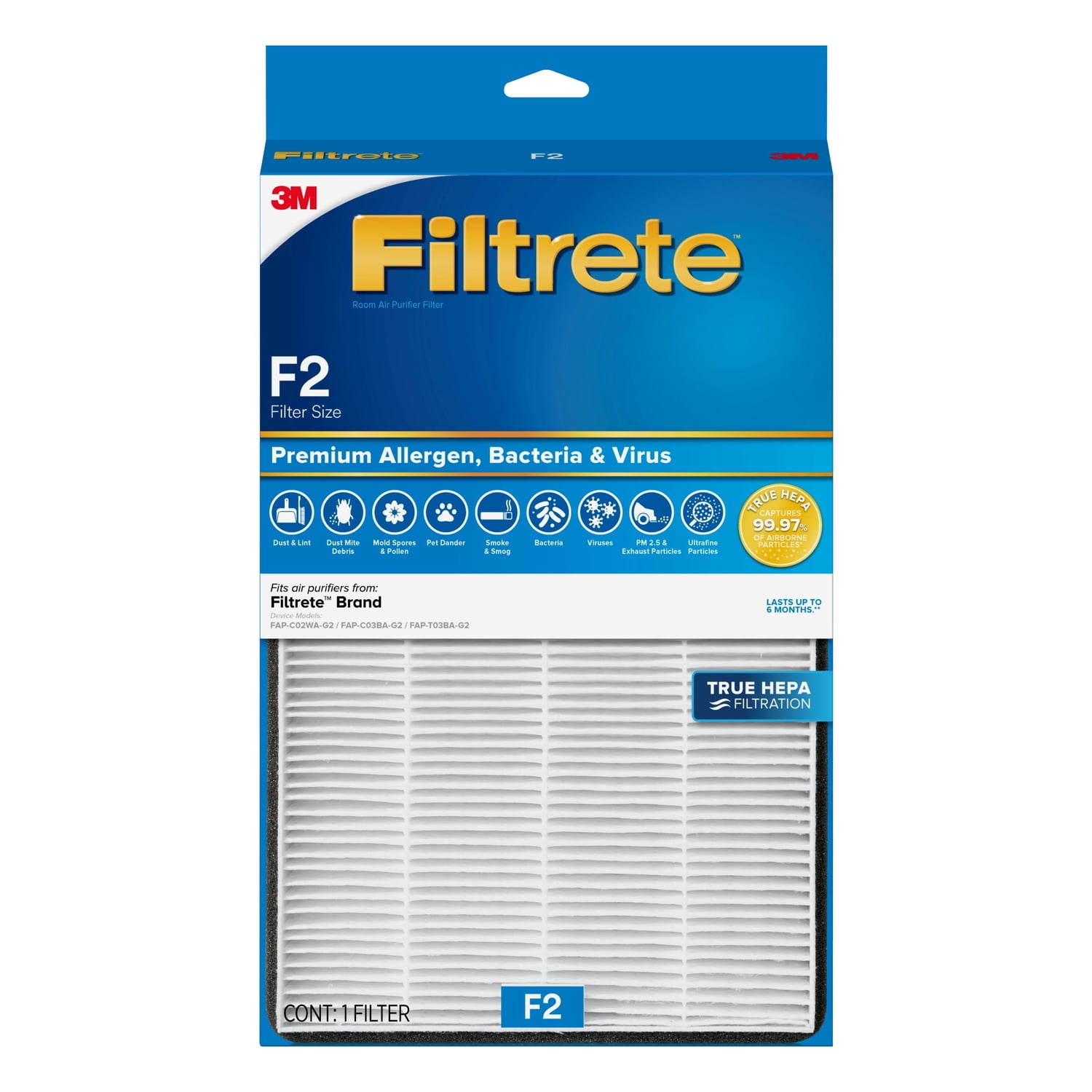 Filtrete 13 in H x 8.2 in W Rectangular HEPA Air Purifier Filter 1 Pack