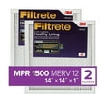 thumbnail image 1 of Filtrete 14x14x1 Air Filter, MPR 1500, MERV 12, Healthy Living Ultra-Allergen 3-Month Pleated 1-Inch Air Filters, 2 Filters, 1 of 9