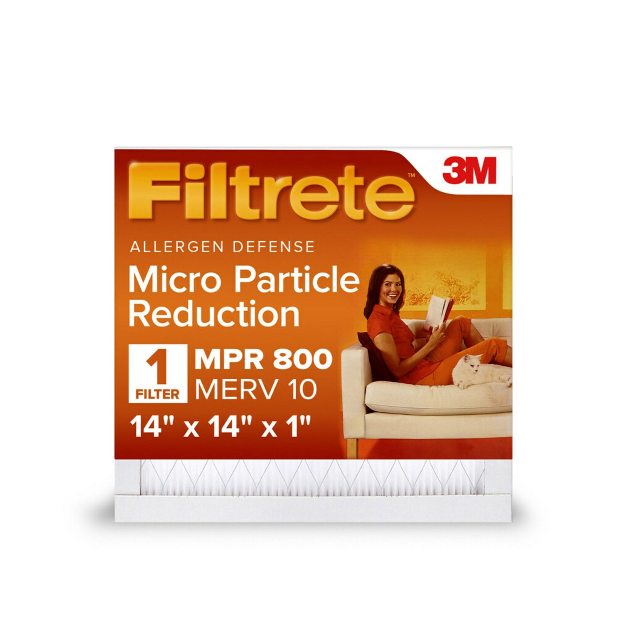 Filtrete 14x14x1 HVAC Furnace Air Filter, MPR 800 MERV 10, Micro Particle Reduction, 1 Filter