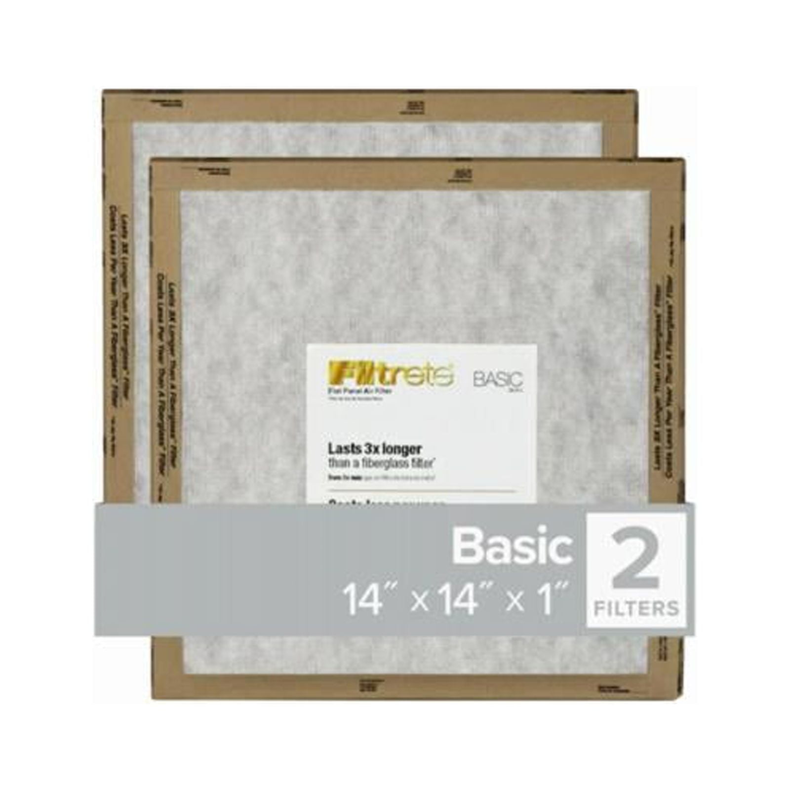 Filtrete 14 in. W X 14 in. H X 1 in. D Synthetic 1 MERV Flat Panel Filter 2 pk