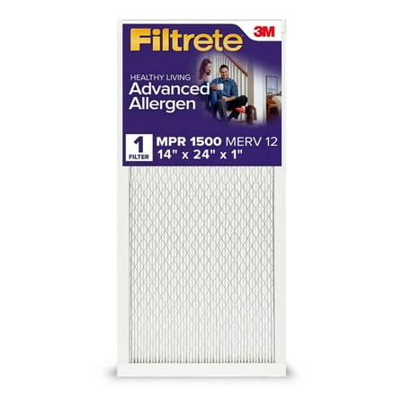 Filtrete 14x24x1 Air Filter, MPR 1500 MERV 12, Advanced Allergen Reduction, 1 New Filter