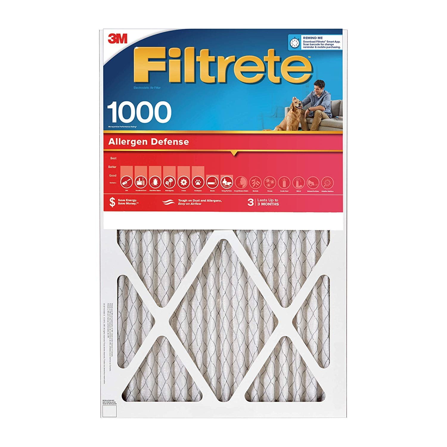 Filtrete 14x25x1 MPR 1000 Allergen Defense Furnace Air Filter, 4-Pack