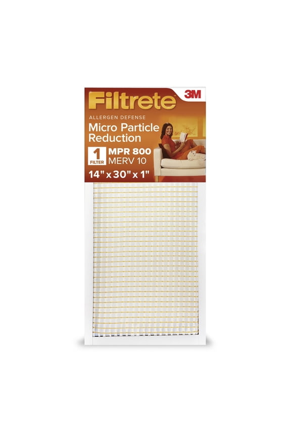 14x30x1 HVAC Furnace Air Filter, MPR 800 MERV 10, Micro Particle Reduction, 1 Filter