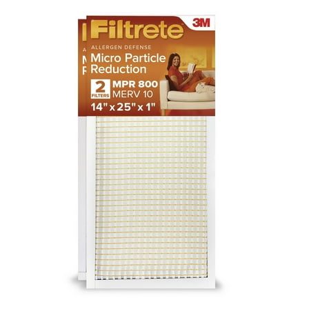 Filtrete 14x30x1 HVAC Furnace Air Filter, MPR 800 MERV 10, Micro Particle Reduction, 2 Filters