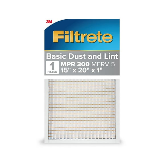 Filtrete 15x20x1 Air Filter, MPR 300 MERV 5, Dust Reduction, 1 Filter