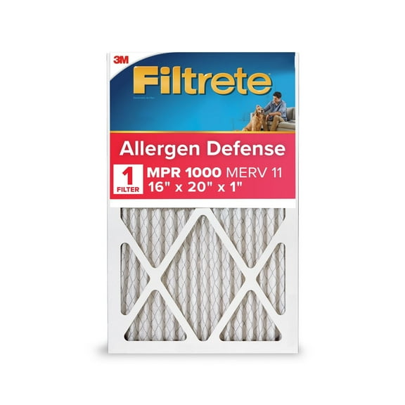 Filtrete 16x20x1 HVAC Furnace Air Filter, MPR 1000 MERV 11, Allergen Defense, 1 Filter