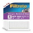 thumbnail image 1 of Filtrete 16x20x1 HVAC Furnace Air Filter, MPR 1500 MERV 12, Allergen, Bacteria, Virus, 4 Pack, 1 of 13