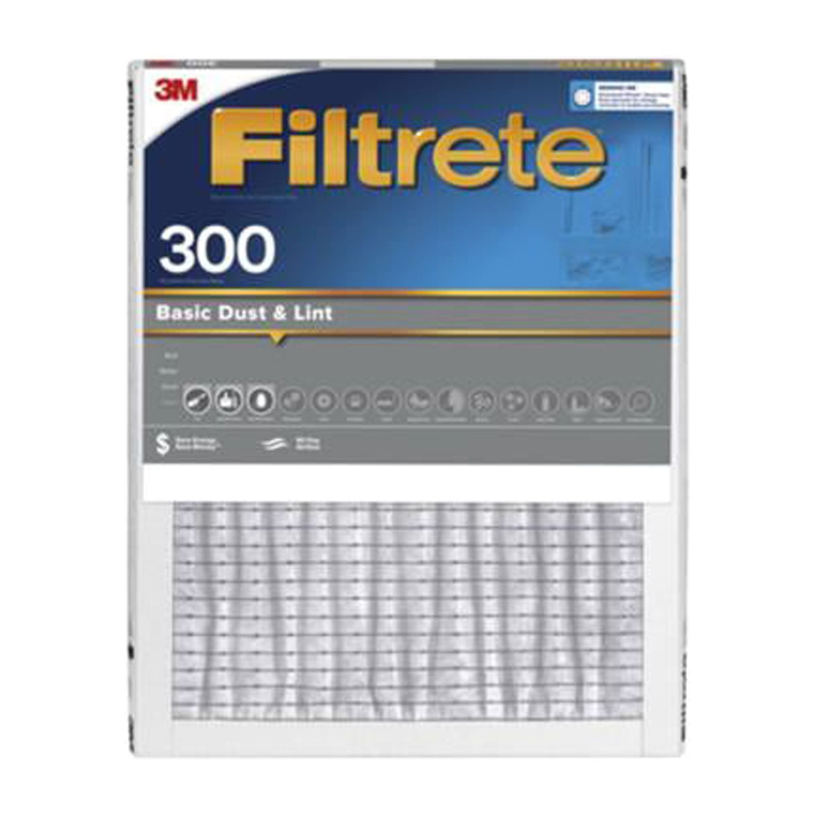 Filtrete 300-4 16x20 x 1 in. Basic Dust & Lint Pleated Furnace Air Filter, Gray, MPR 300, 3 Months - Quantity 4