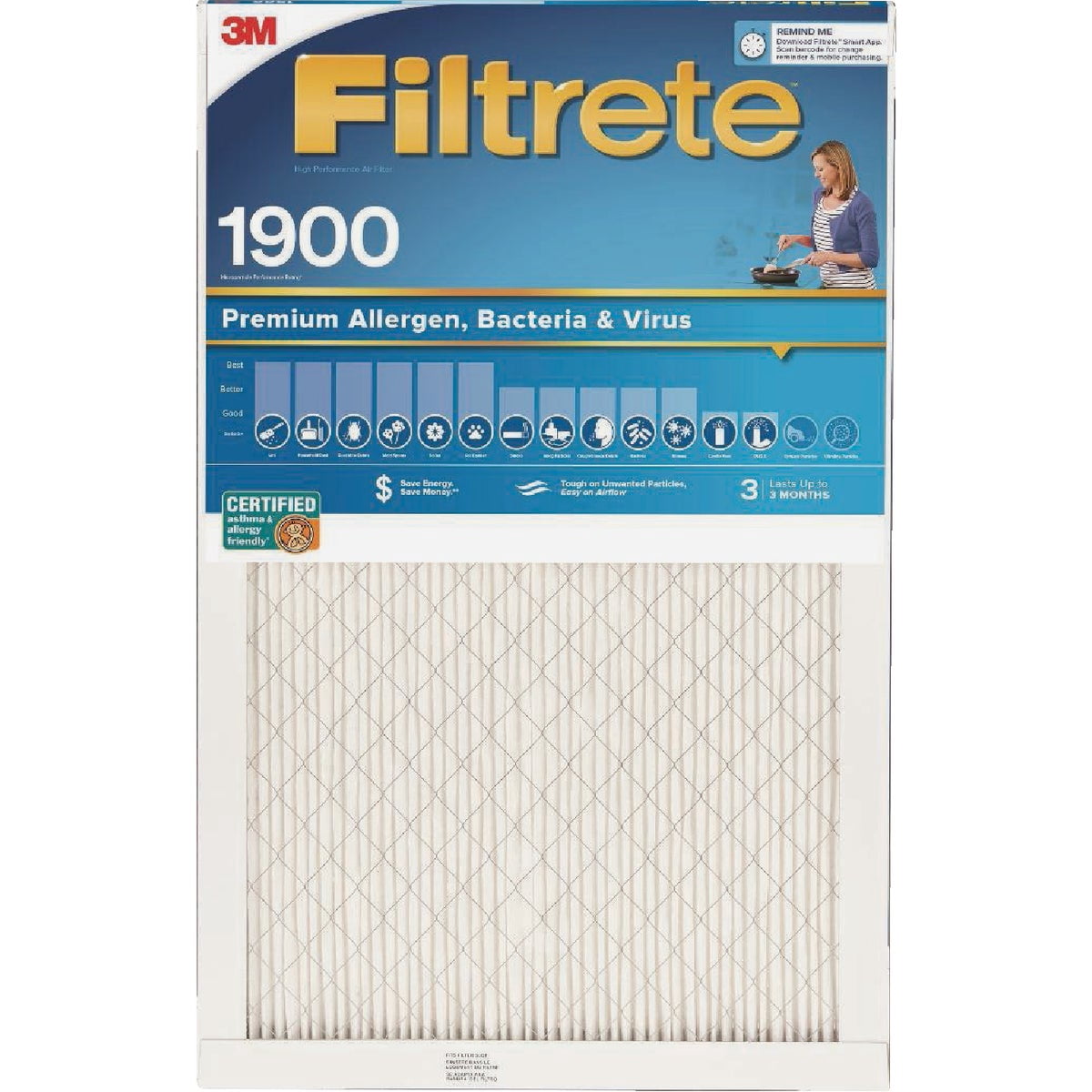 Filtrete 16x25x1 Air Filter MPR 1900 MERV 13, Healthy Living Ultimate Allergen, 2-Pack exact dimensions 15.719 x 24.72 x 0.78