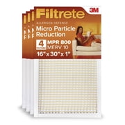 Filtrete 16x30x1 HVAC Furnace Air Filter, MPR 800 MERV 10, Micro Particle Reduction, 4 Pack