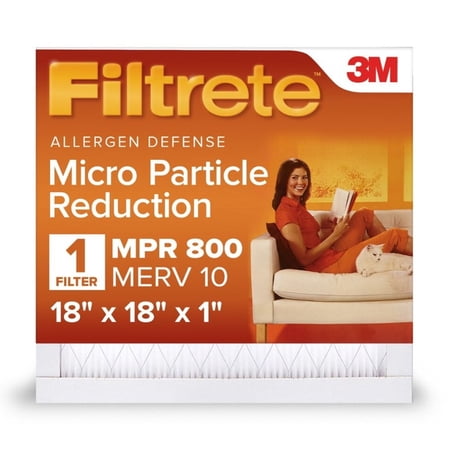 Filtrete 18x18x1 HVAC Furnace Air Filter, MPR 800 MERV 10, Micro Particle Reduction, 1 Filter