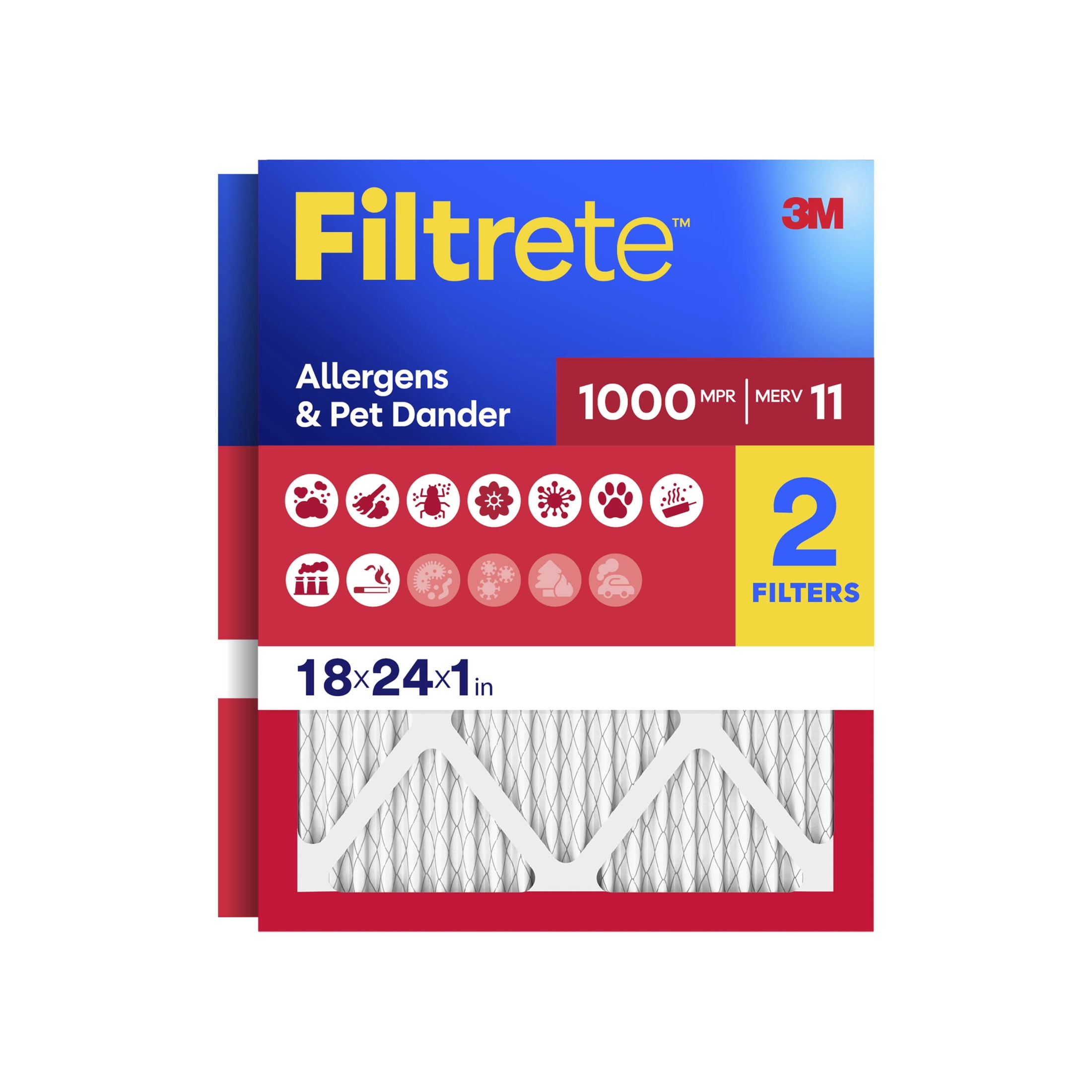 Filtrete 18x24x1 HVAC Furnace Air Filter, MPR 1000 MERV 11, Allergens & Pet Dander, 6 Pack