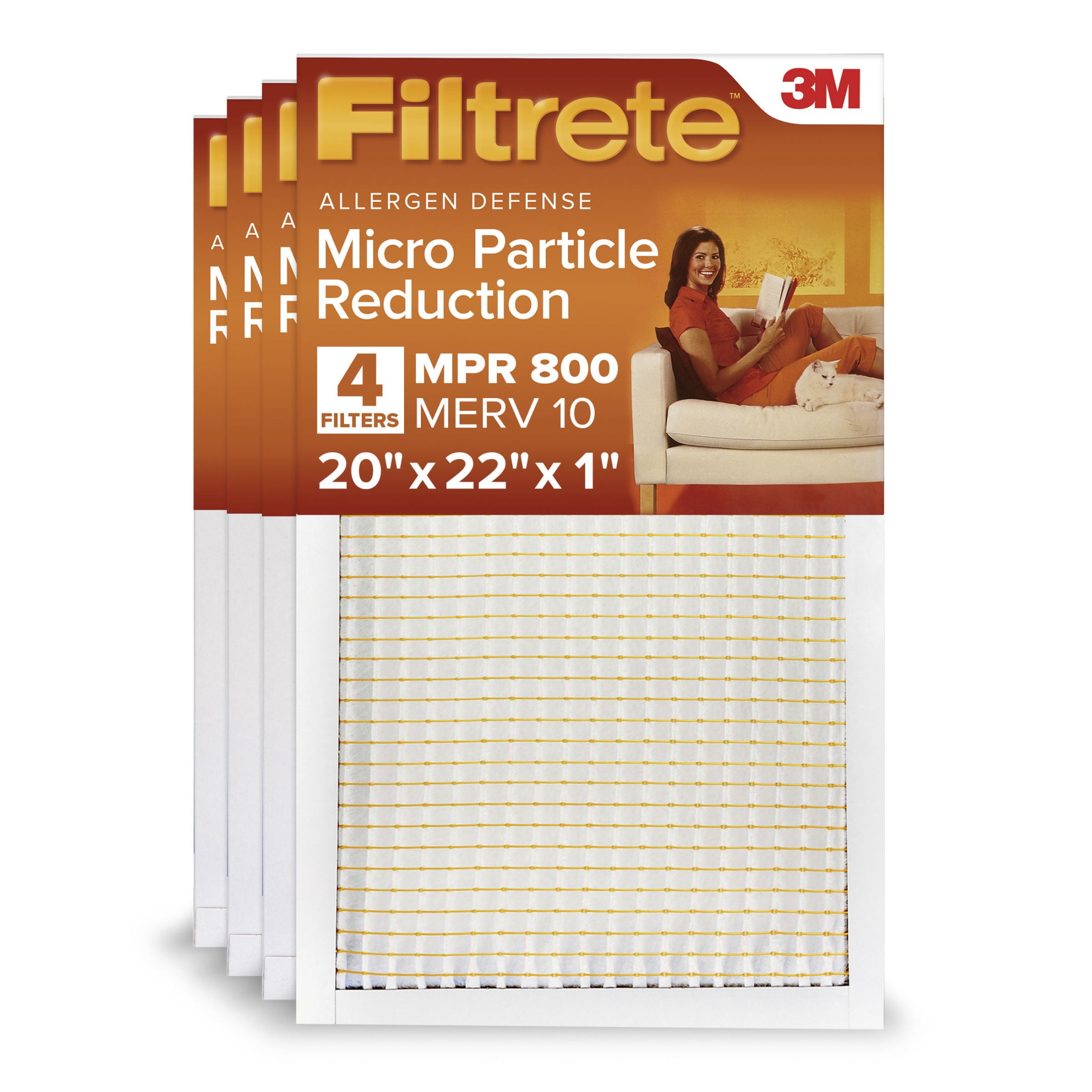 Filtrete 18x25x1 HVAC Furnace Air Filter, MPR 800 MERV 10, Micro Particle Reduction, 4 Pack