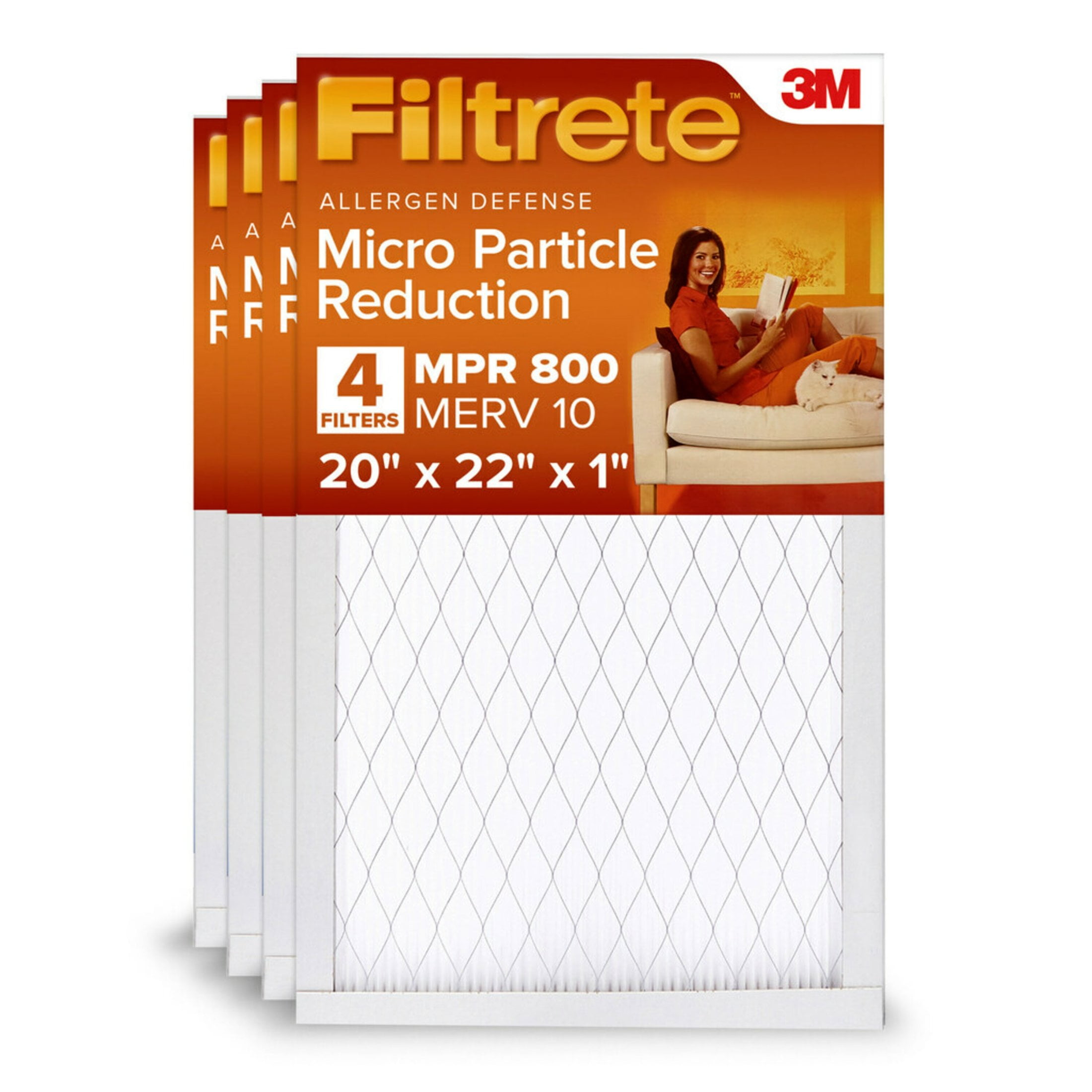 Filtrete 18x25x1 Air Filter, MPR 800 MERV 10, Micro Particle Reduction, 4 Filters