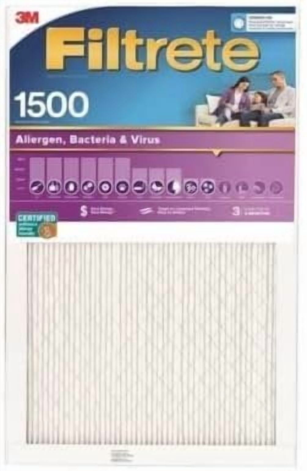 Filtrete 2005-4 14x20 x 1 in. Ultra Allergen Pleated Furnace Air Filter, Purple, MPR 1500, 3 Months - Quantity 4