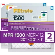 Filtrete 20x20x1 Smart Air Filter, MPR 1500 MERV 12, 1-Inch Allergen, Bacteria and Virus Air Filters for ACs and Furnaces, 2 Filters