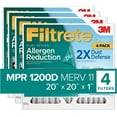 thumbnail image 1 of Filtrete 20x20x1 Air Filter MPR 1200D MERV 11, Allergen Reduction Plus Dust, 4-Pack Filters exact dimensions 19.81x19.81x0.81, 1 of 1